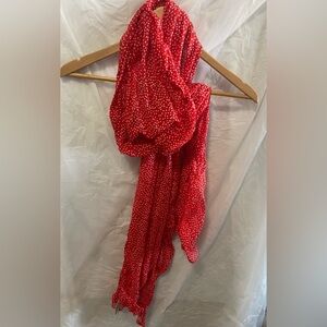 Vintage H&M Red Polka Dot Scarf – Retro Rockabilly Ditsy Print Wrap EUC
